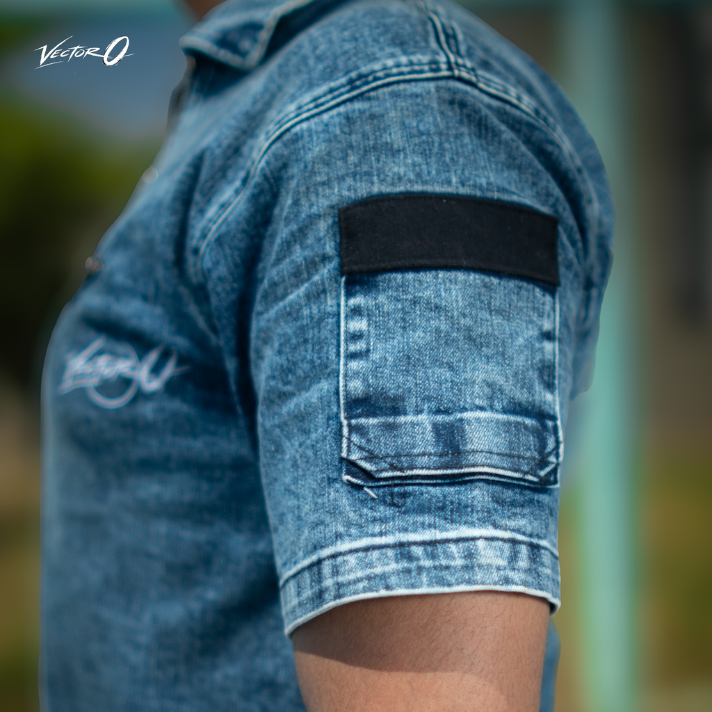 Denim Punk Zip Split Shirt