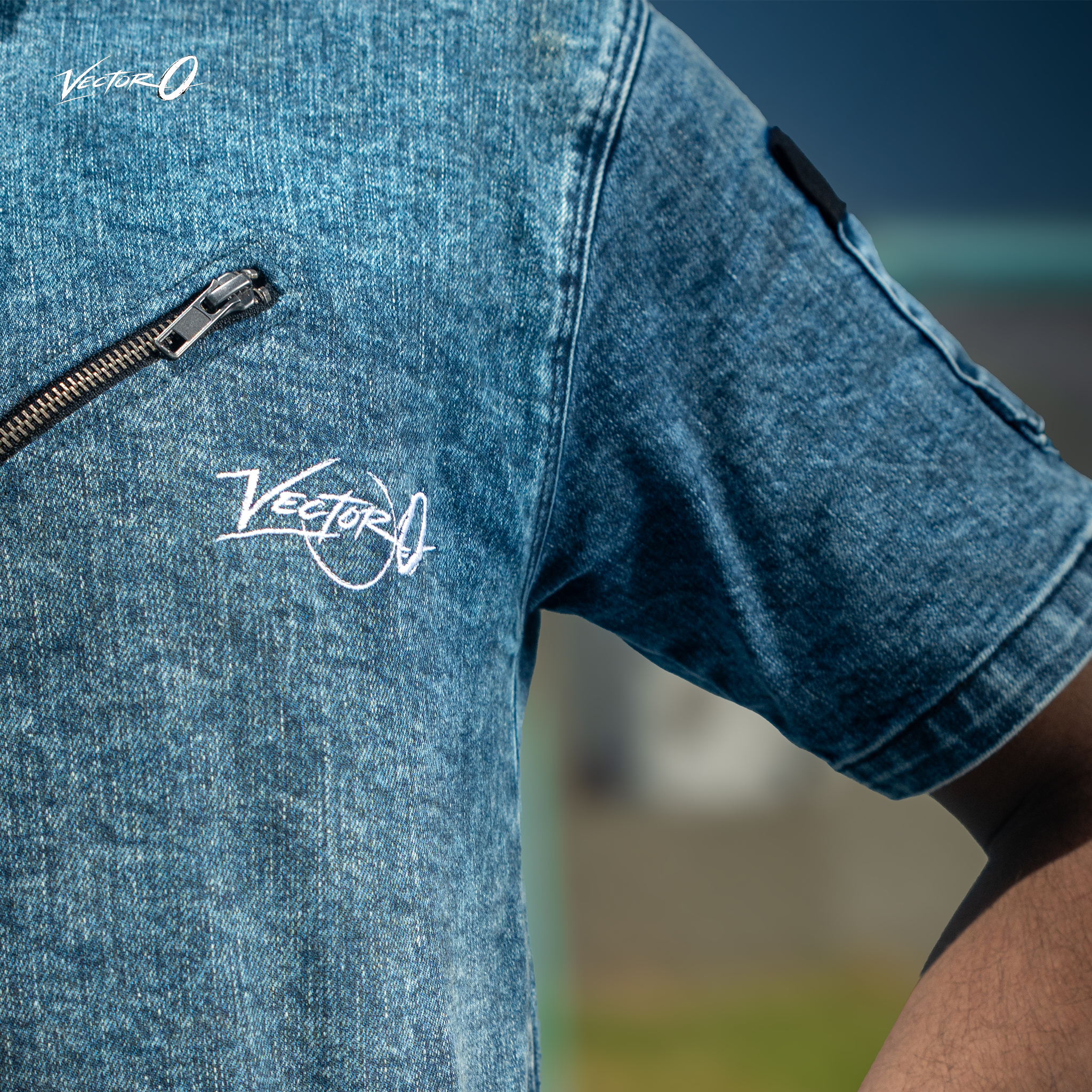 Denim Punk Zip Split Shirt